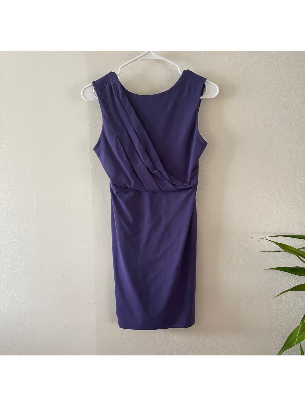 Susana Monaco Womens S Bodycon Mini Dress Purple Pleated Ponte Stretch